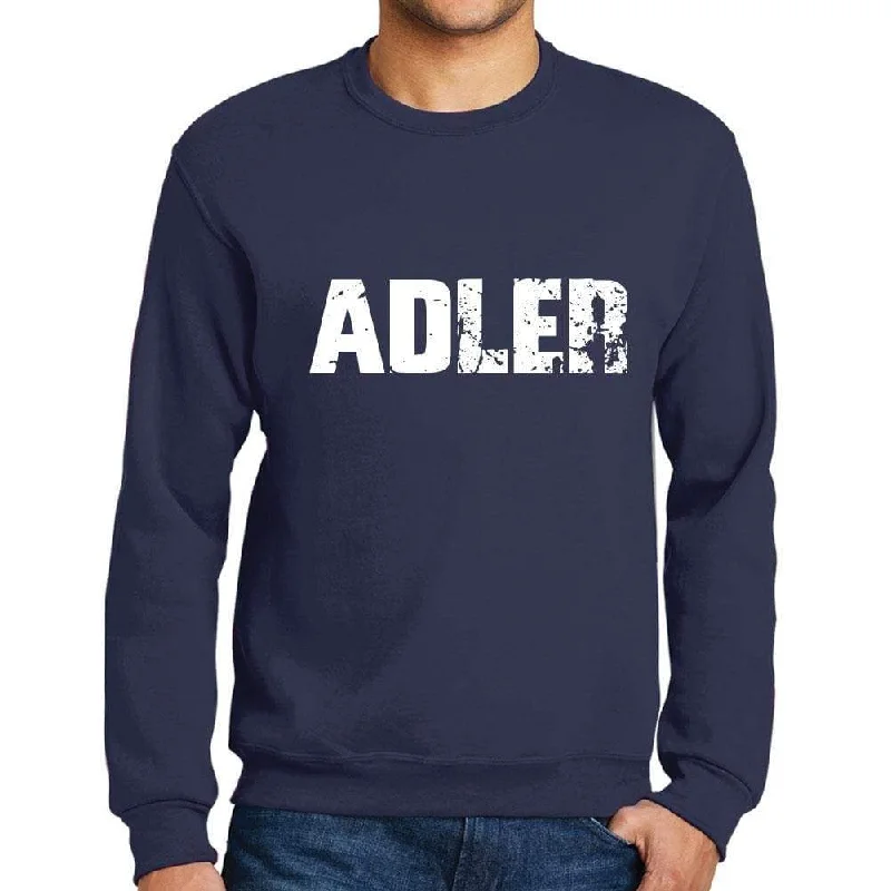 Overstock Men's Printed Graphic Sweatshirt Popular Words ADLER French Navy