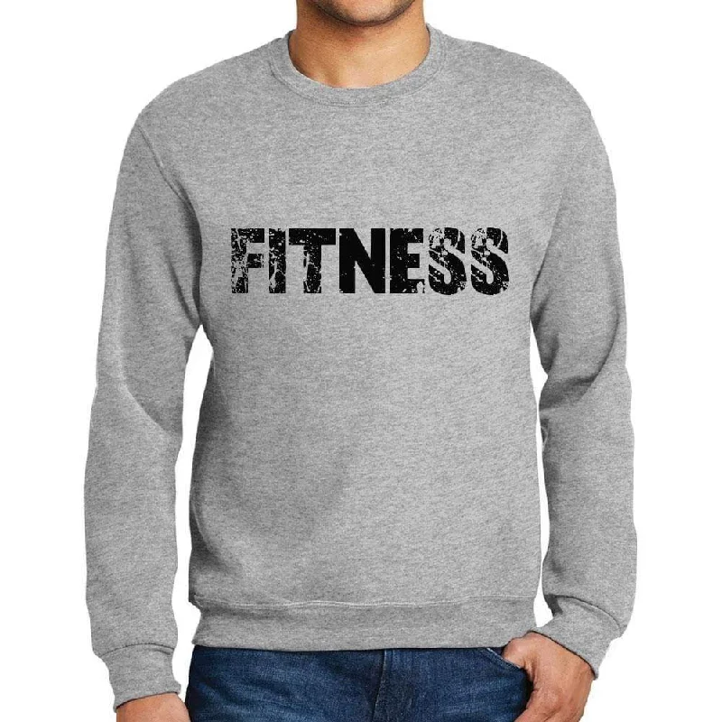 Special Price Men's Printed Graphic Sweatshirt Popular Words FITNESS Grey Marl