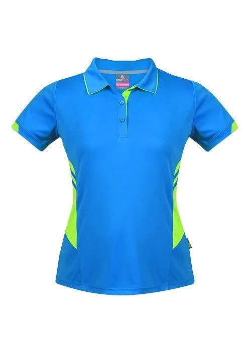 Sale Alert Ladies Tasman Polo Cyan/Neon Green