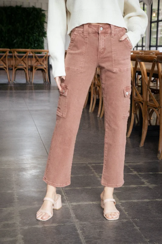 Crazy Deal Dixie Patch Pocket Cargo Jeans, Red Brick