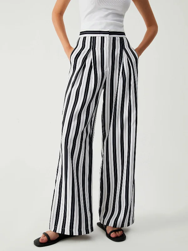 Act Fast St Tropez Pinstripe Trendy Wide Leg Pants