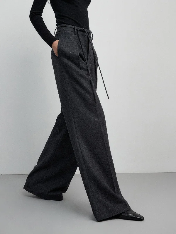 Weekend Bargains to Cherish Solid Mid Waist Pocket Modern Pants with Matching Tie