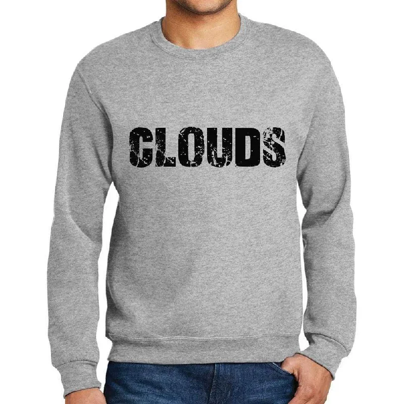 Price Rollback Men's Printed Graphic Sweatshirt Popular Words CLOUDS Grey Marl