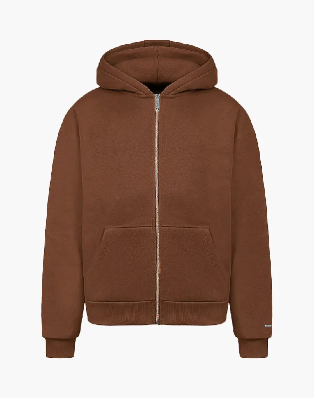 Weekend Discounts to Indulge In BASIC ZIP-HOODIE (COFFEE BROWN)