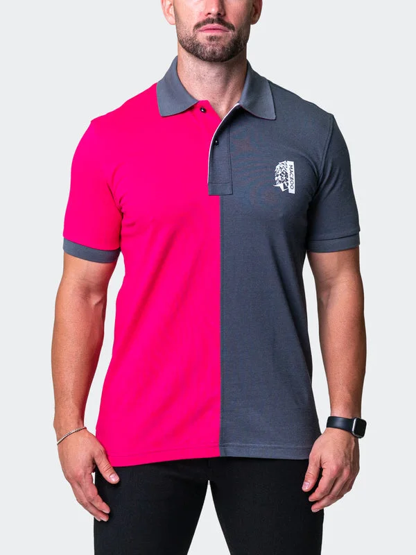 Midnight Madness Maceoo Stretch Short-Sleeve Polos | Polo Mozart Split Fuchsia Grey