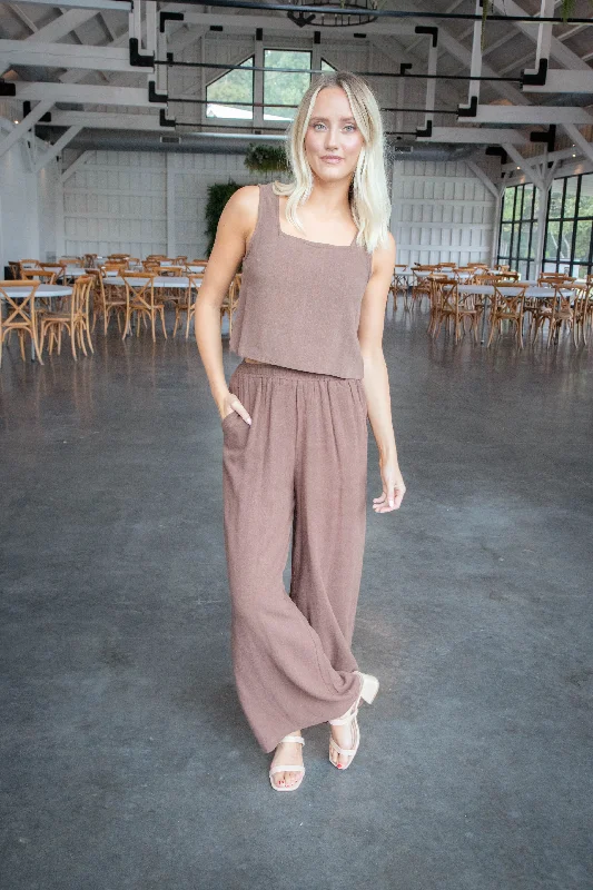 Weekend Offers That Sizzle Sugarloaf Wide Leg Linen Pants, Chocolate | Sadie & Sage