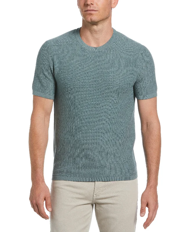 Big Savings Tech Knit Vertical Ribbed Sweater Tee
