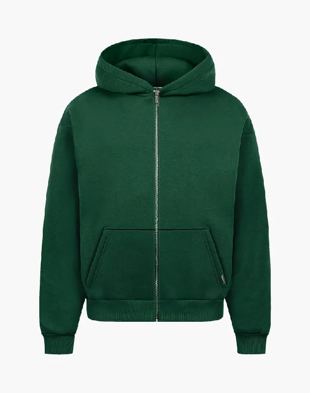 Discount Extravaganza HEAVY BASIC ZIP-HOODIE (GREEN)