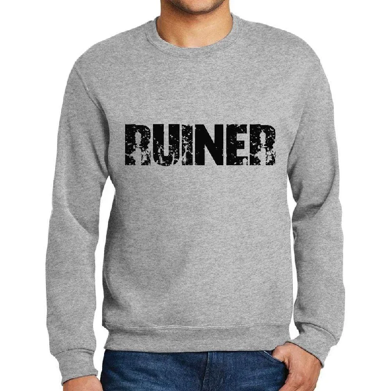 Deal Alert Men's Printed Graphic Sweatshirt Popular Words RUINER Grey Marl