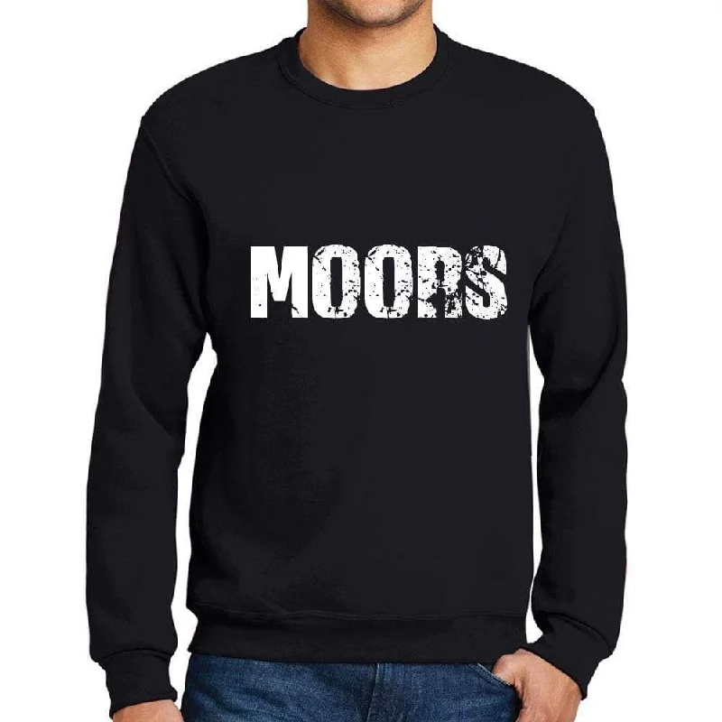 Deal Explosion Men's Printed Graphic Sweatshirt Popular Words MOORS Deep Black
