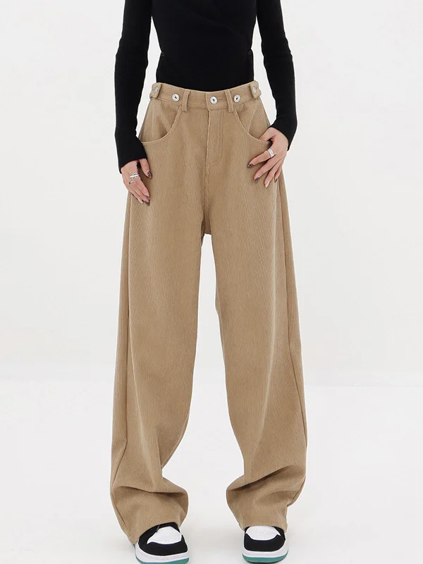 Weekend Offers That Shine Solid Corduroy Baggy Trendy Wide Leg Pants
