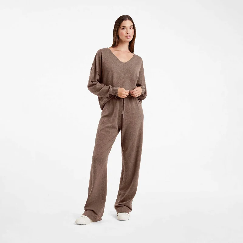 Weekend Savings Bonanza Luxe Knit Wide Leg Pant | Mocha