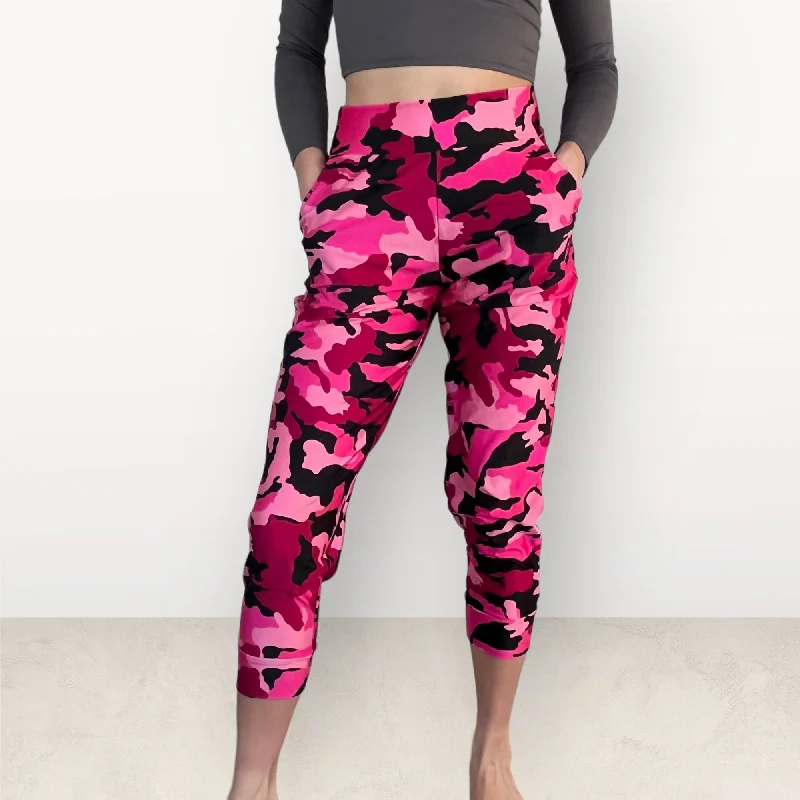 Year-End Deals Pink Camo Joggers w/ Pockets - Jogger Pants - Rave Clothing, Festival Pants, Camouflage Pants