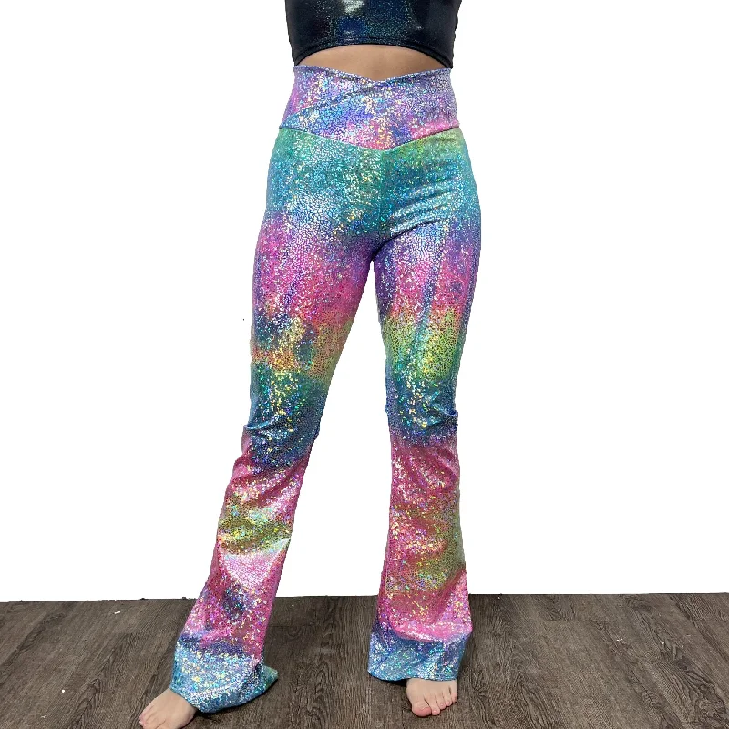 Weekend Specials to Grab Crossover V-Waist Bootcut Flare Pants - Rainbow Avatar