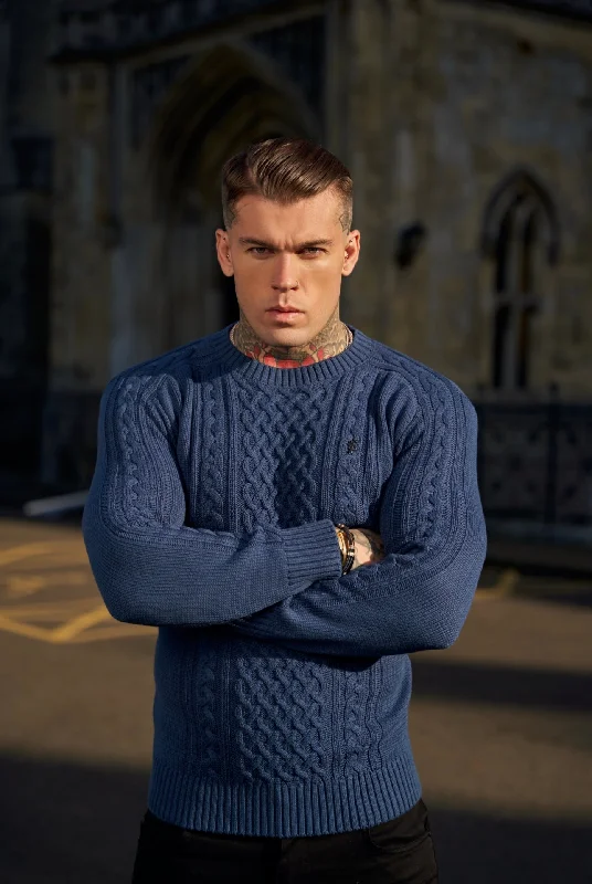 Must-Have Deals Father Sons Navy Knitted Cable Saddle Crew Super Slim Jumper With Metal Decal - FSN074 Must-Have Deals Father Sons Navy Knitted Cable Saddle Crew Super Slim Jumper With Metal Decal - FSN074