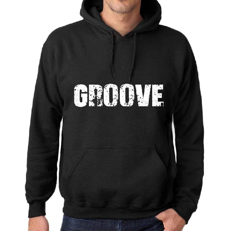 Price Drop Men's Women's Unisex Printed Graphic Cotton Hoodie Soft Heavyweight Hooded Sweatshirt Pullover Popular Words GROOVE Deep Black