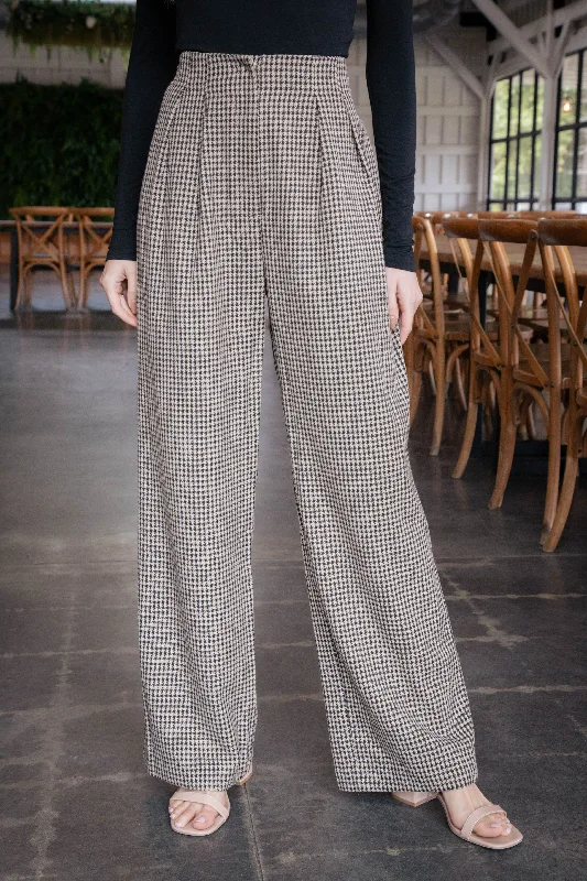 Extra Savings Ida Houndstooth Pleated Pant, Beige/Black