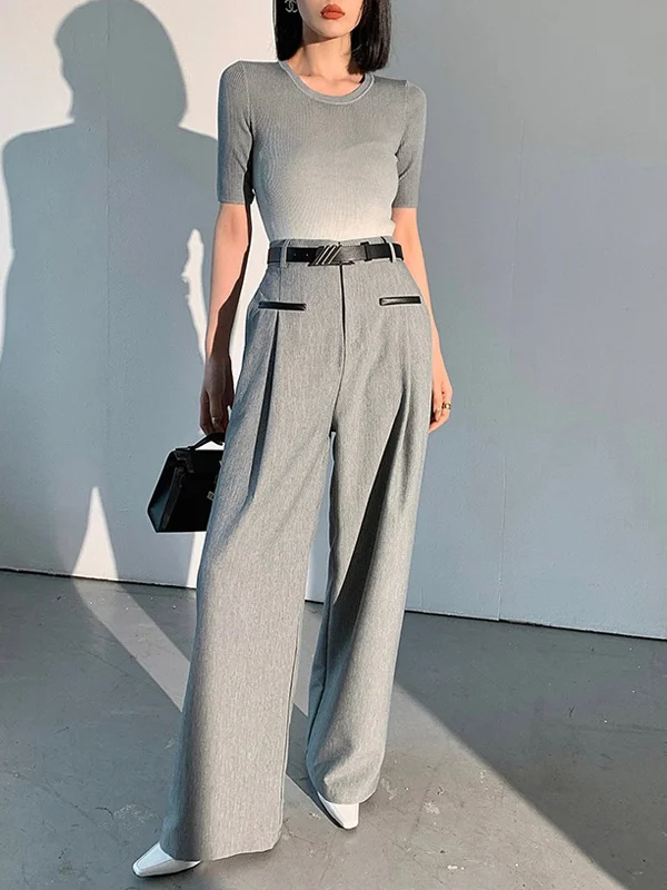 Instant Deal Straight Leg Contrast Trendy Trim Dress Pants