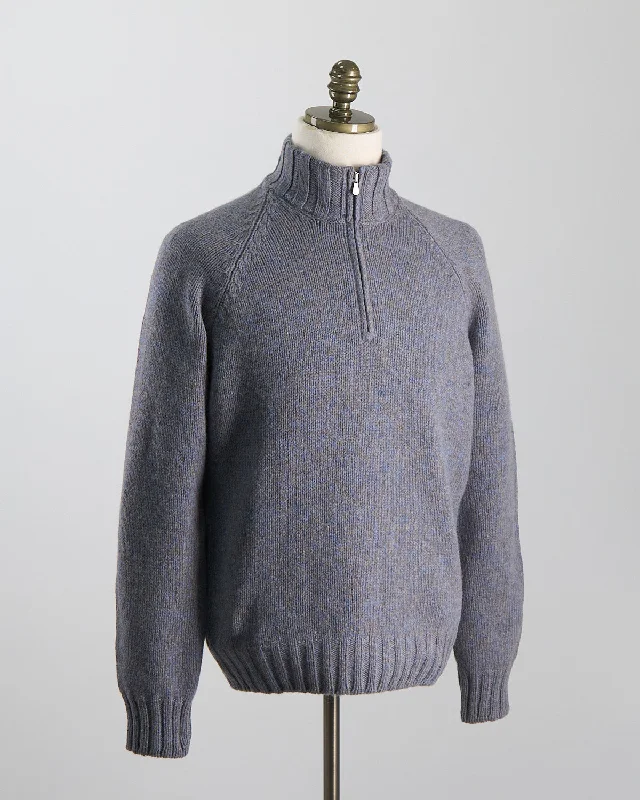Lowest Price Grey & Blue Pick Stitch Mock Zip