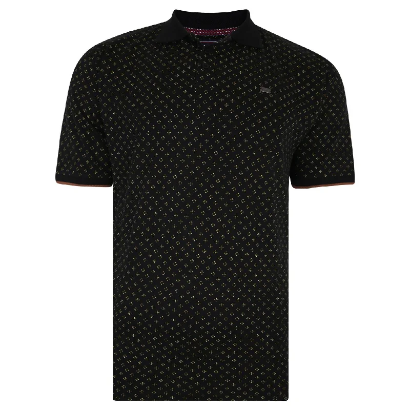 Mega Sale Kam Kbs5440 Printed Polo Aw21 Black 2XL-8XL