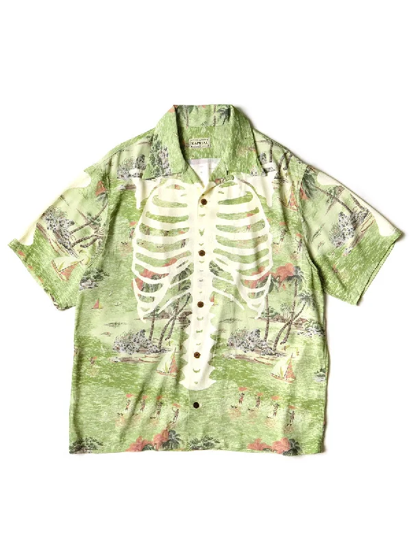 Exclusive Offer Kapital Rayon KAMEKAMEHA BONE Aloha Shirt - Khaki