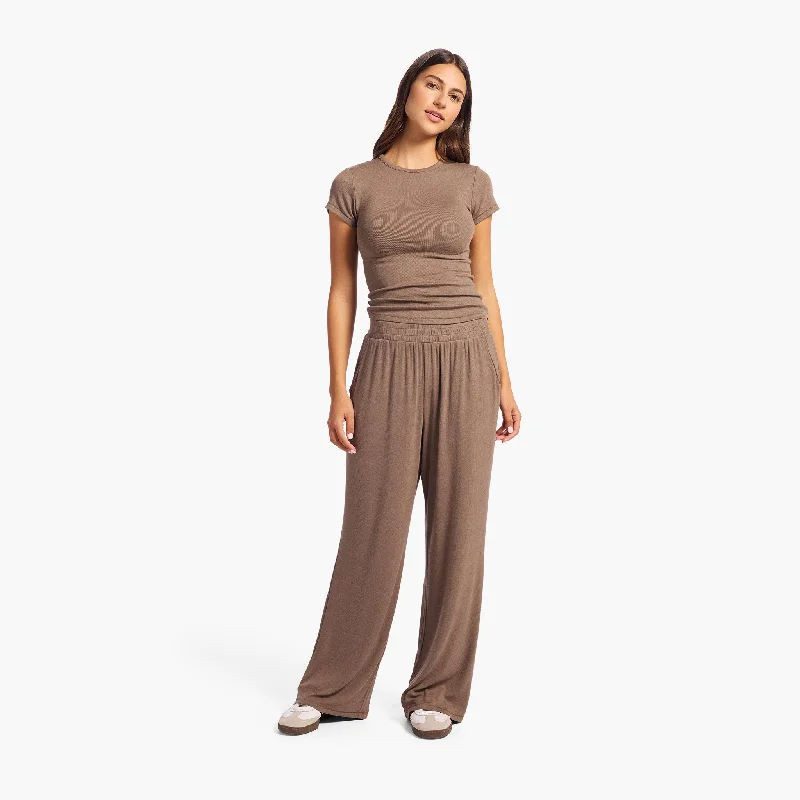 Flash Deal Slinky Rib Wide Leg Pant | Mocha