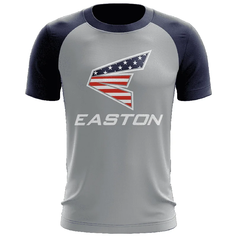 Massive Deals Easton EVO-Tech Short Sleeve Shirt - Grey/Navy Merica Logo