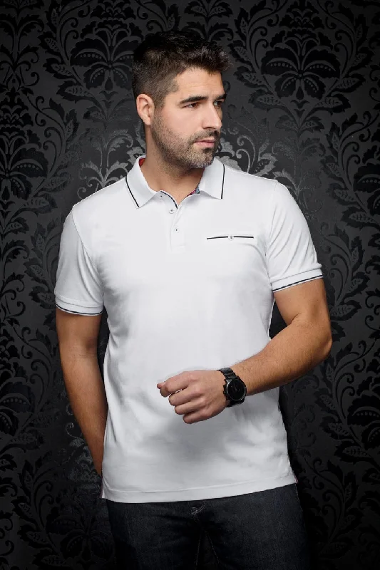 Weekend Deals That Impress Au Noir Stretch Short-Sleeve Polos | Fioravante White
