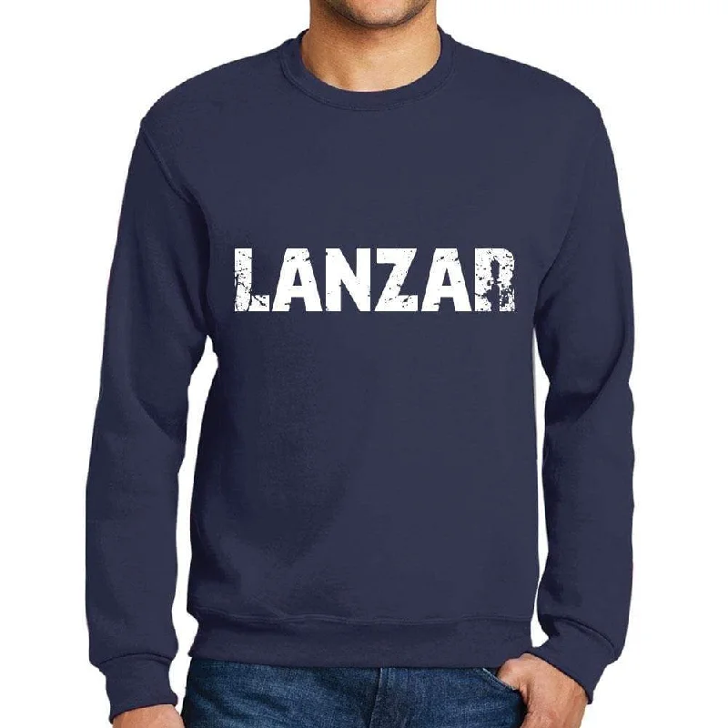 Early Access Men's Printed Graphic Sweatshirt Popular Words LANZAR French Navy