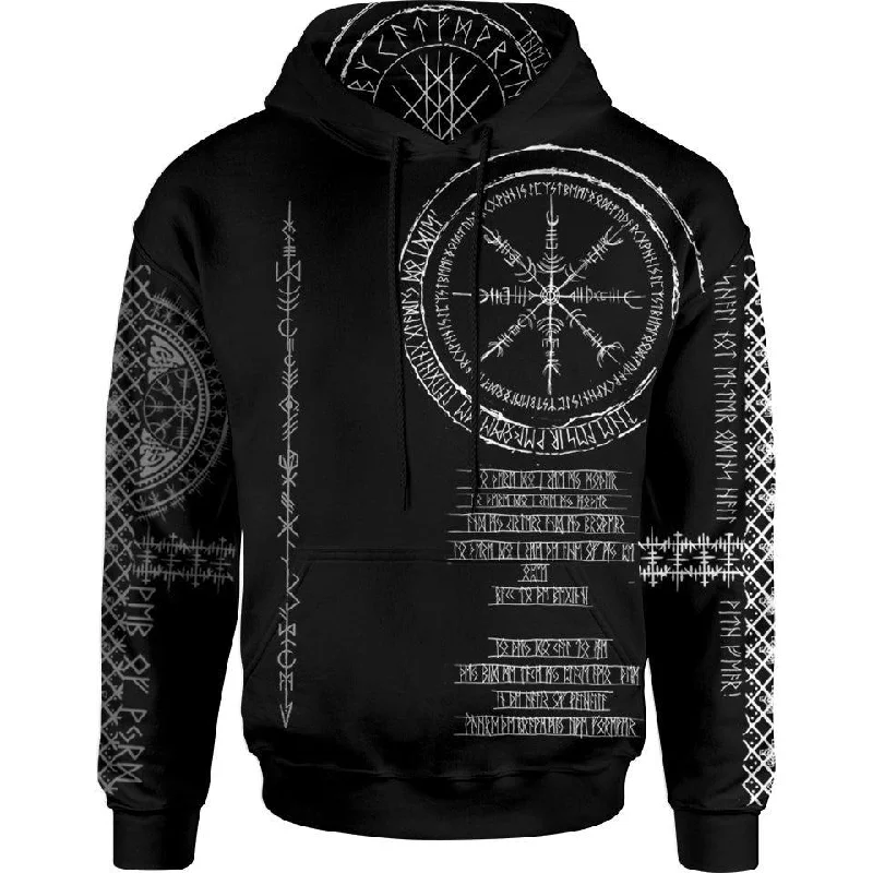Bonus Offer Viking Runes Pullover Hoodie - Black Edition