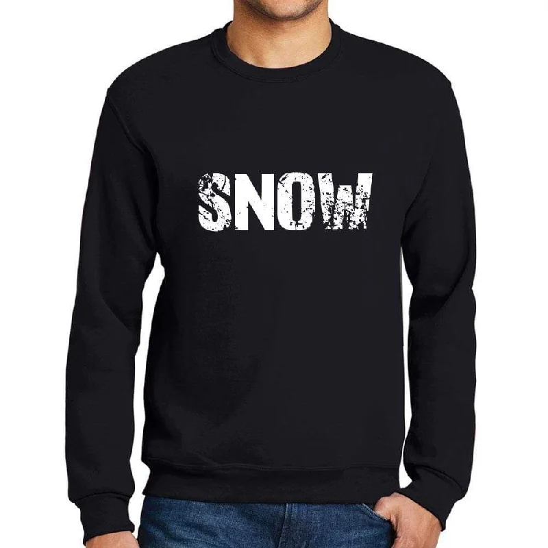 Weekend Deal Men's Printed Graphic Sweatshirt Popular Words SNOW Deep Black