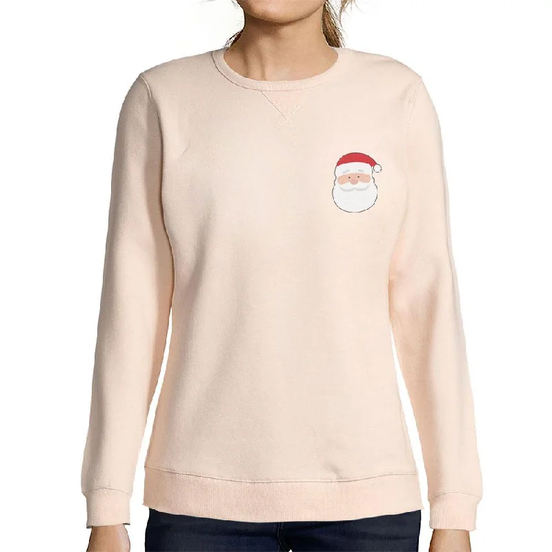Can't Resist ULTRABASIC - Women's Printed Graphic Little Santa Cool Christmas Sweatshirt Gift Tee Creamy Pink