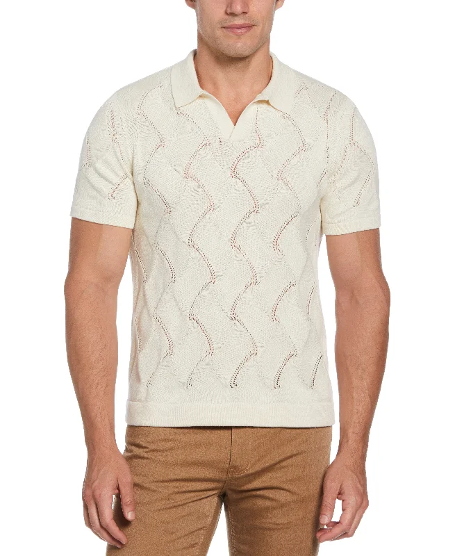 One-Day Only Tua X Perry Ellis Collaboration Cotton Crochet Sweater Polo