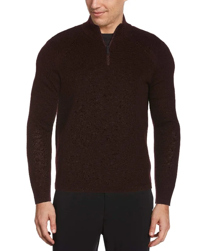 Weekend Deal Big & Tall Textured Merino Blend Quarter Zip Sweater