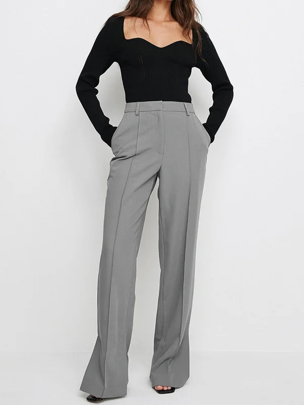 Final Clearance Stay Lifted Smart Trendy Slit Wide Leg Pants