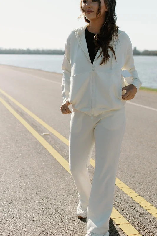 Weekend Bargains Just for You Cream High Waist Sweatpants