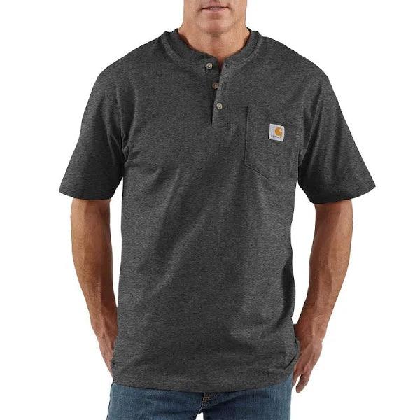 Super Deal K84 - Loose fit heavyweight short-sleeve pocket henley t-shirt - Carbon