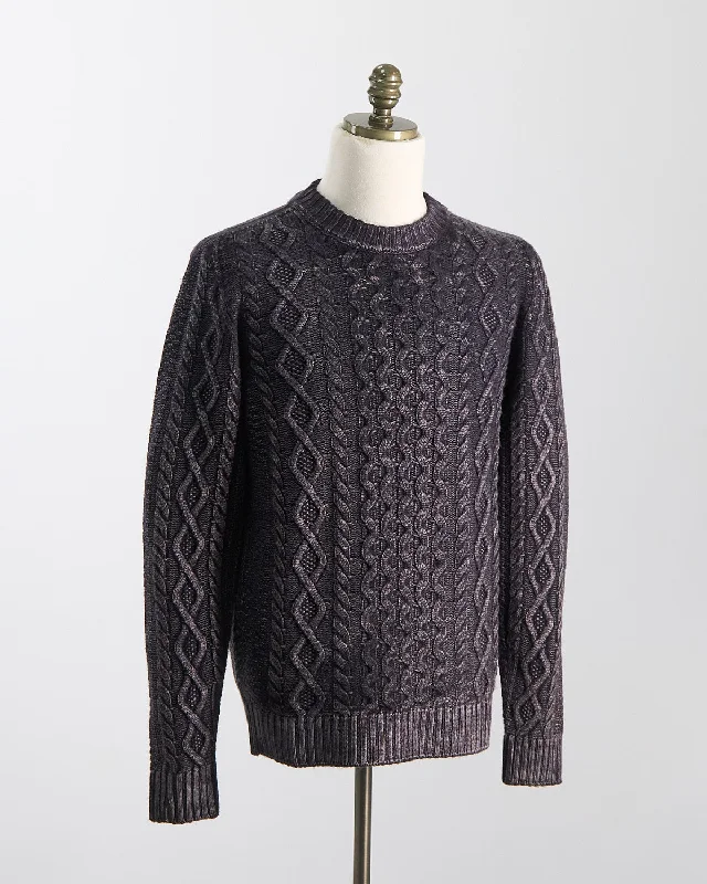 Exclusive Offers Brushed, 5 Gauge, 100% Merino, Cable Knit Crewneck Sweater