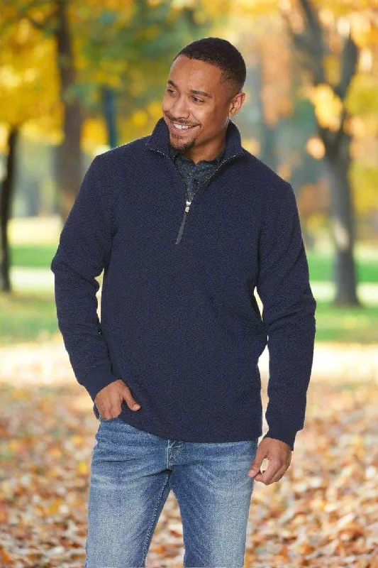 The Best Prices Navy Mockneck Quarter Zip Knit Pullover Sweater for Men