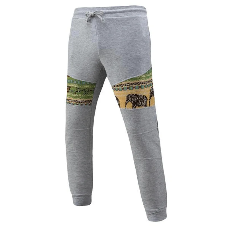 Super Savings Men'S Casual Jacquard Elastic Pants National Style Printing Drawstring Sport Trousers