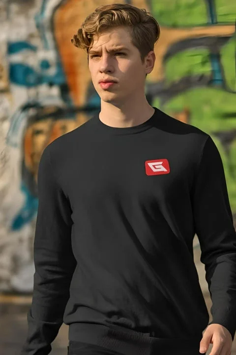 Deal of the Day Designer Sweatshirts for Men Gymate Red logo Black [Chest]