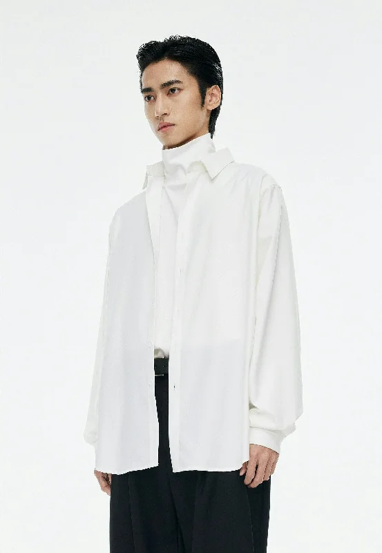 Weekend Deals That Impress Oversized Button-Down Shirt with Stand Collar