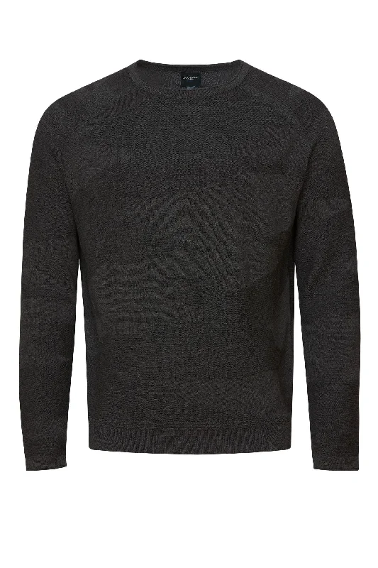 Today's Deal Charcoal Crewneck Cotton Knit Pullover Sweater for Men