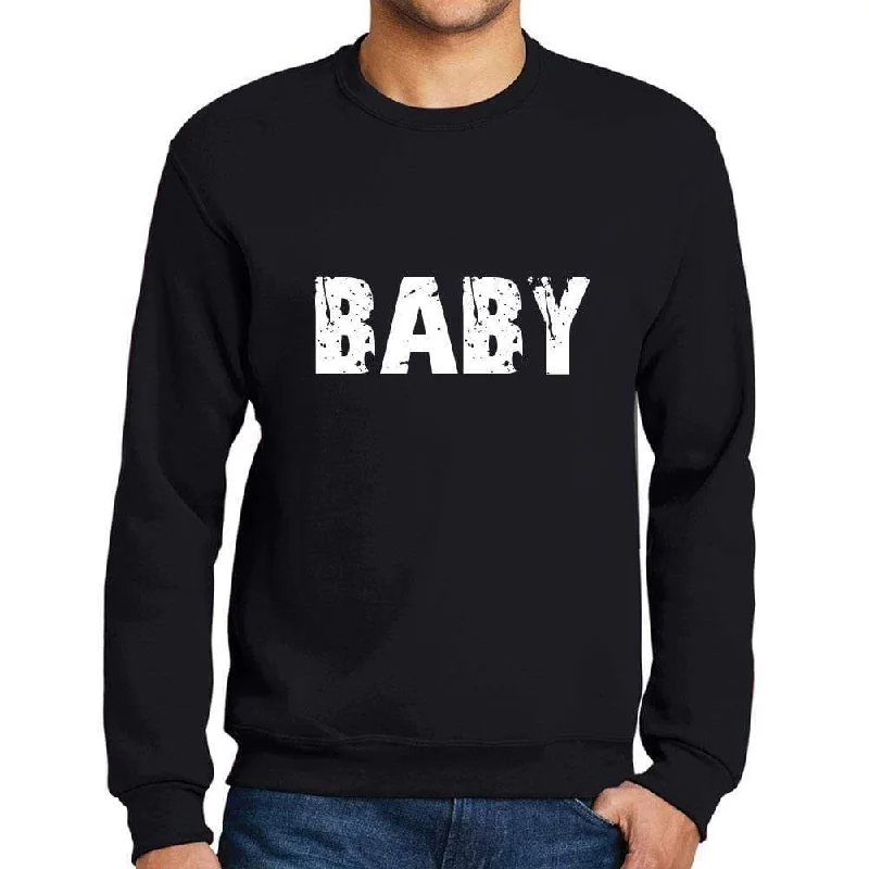 Extra Discount Men's Printed Graphic Sweatshirt Popular Words BABY Deep Black