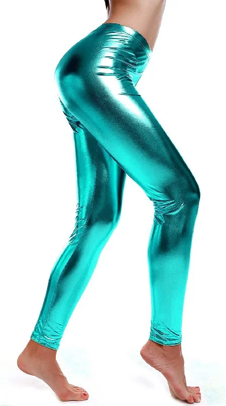 Special Discount Metallic Leggings Stretchy Pants Neon Fluro Shiny Glossy Dress Up Dance Party - Light Blue Special Discount Metallic Leggings Stretchy Pants Neon Fluro Shiny Glossy Dress Up Dance Party - Light Blue