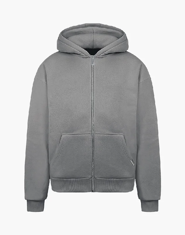 Savings Bonanza HEAVY BASIC ZIP-HOODIE (GREY)