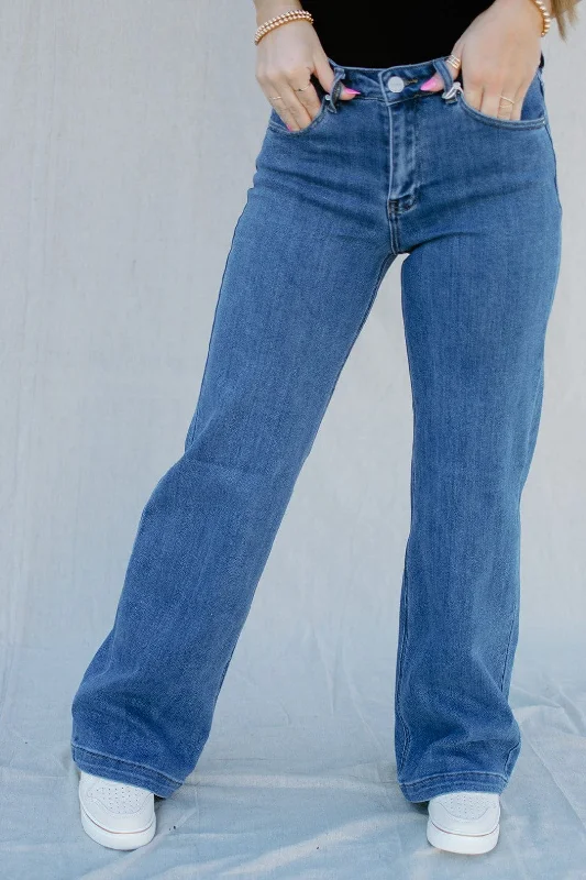 Weekend Savings Galore Mid Rise Clean Wide Leg Jeans