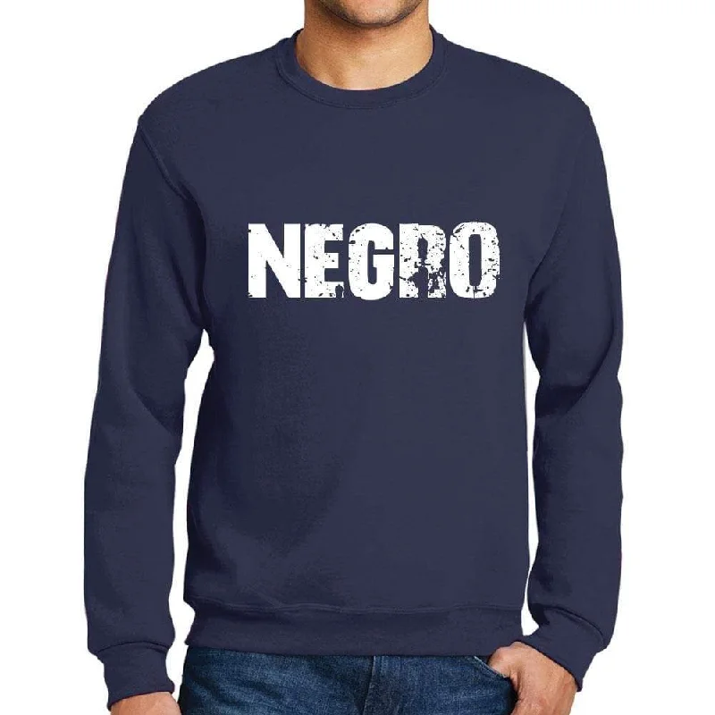 Fantastic Savings Men's Printed Graphic Sweatshirt Popular Words NEGRO French Navy