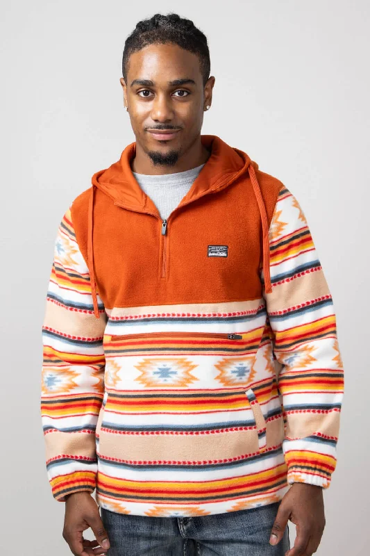 YEAR-End Sale Aztec Color Block Hooded Pullover for Men in Picante Sand | FK76-MP1421-PICANTE
