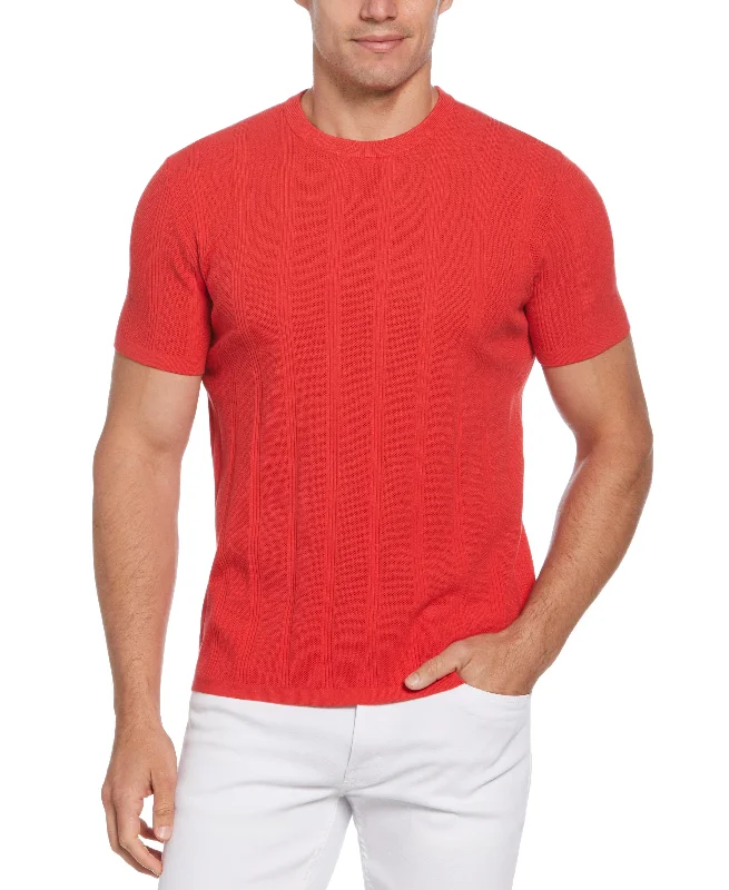 Super Sale Tech Knit Striped Crew Neck Shirt